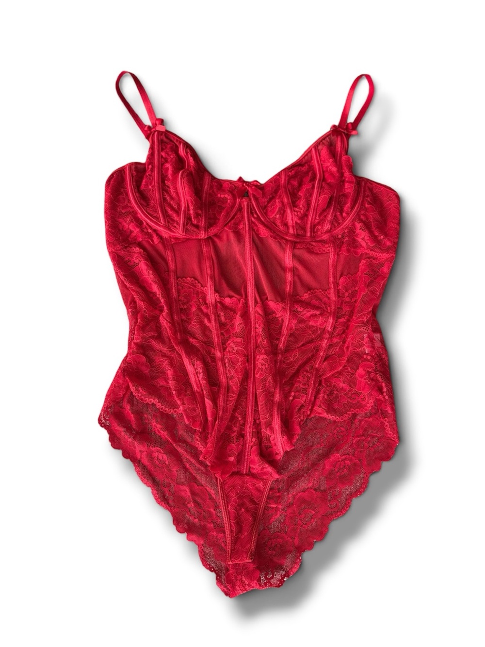 AVIDLOVE Red Sheer Lace Bodysuit with Underwire Support Sz XXL